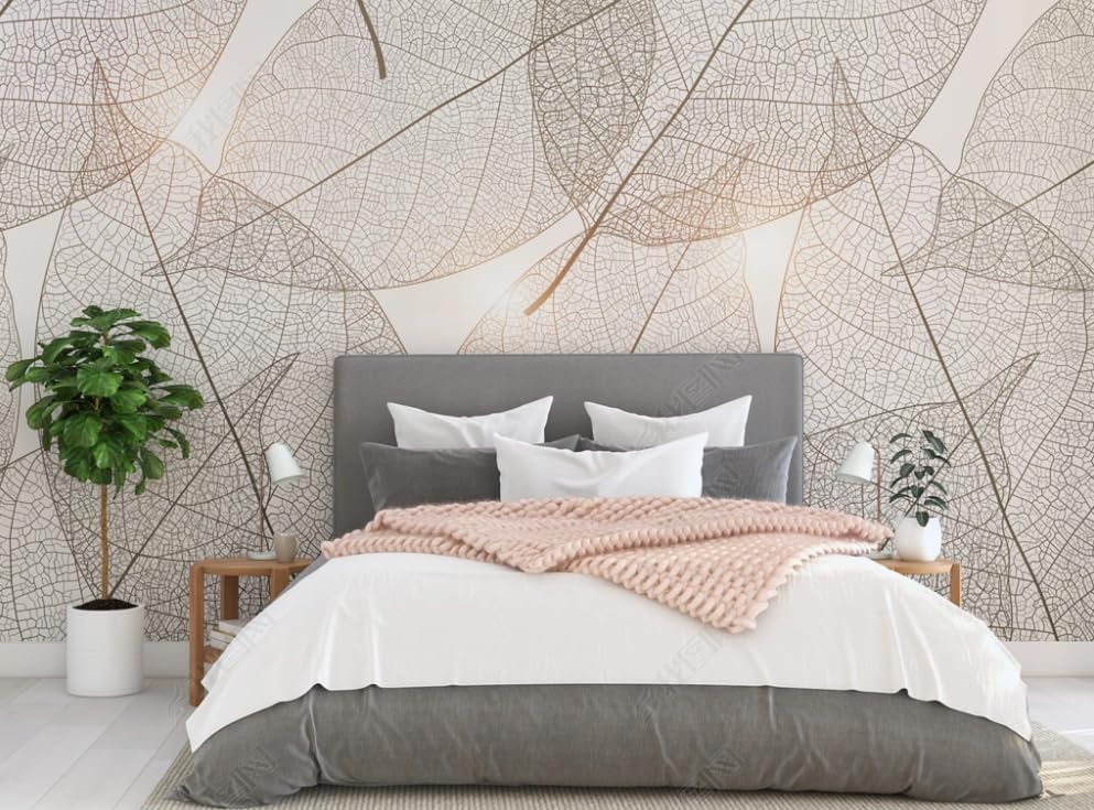 Papier peint intissé nervures de feuilles grand format pour décoration murale chic