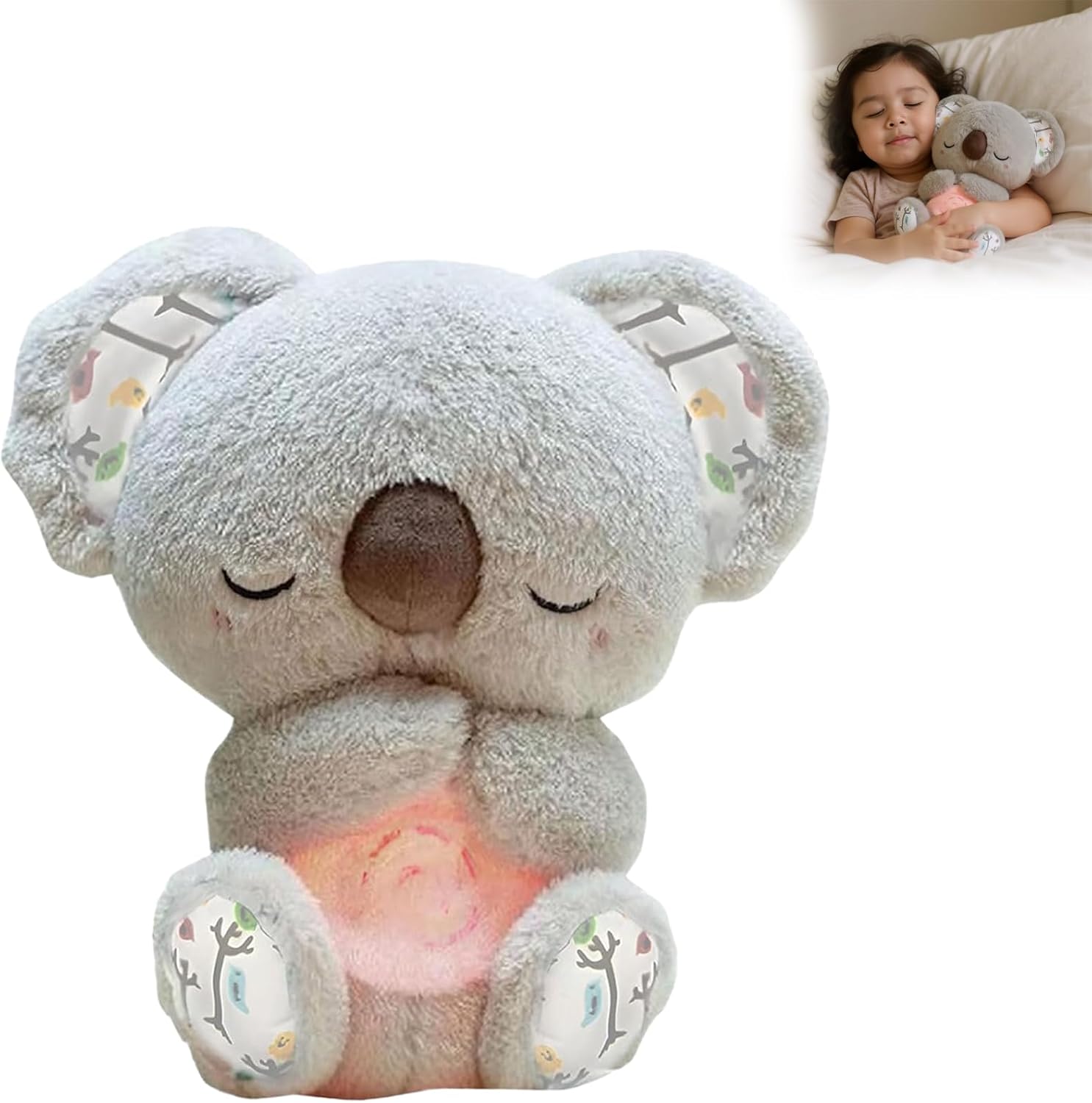 Relief Koala Breathing Stuffed Toy, Anxiety Relief Plush Breathing Animal, Sleeping Koala Plush Breathing with Music Lights and Rhythmic Breathing Movements, Birthday Gifts for Adults and Kids