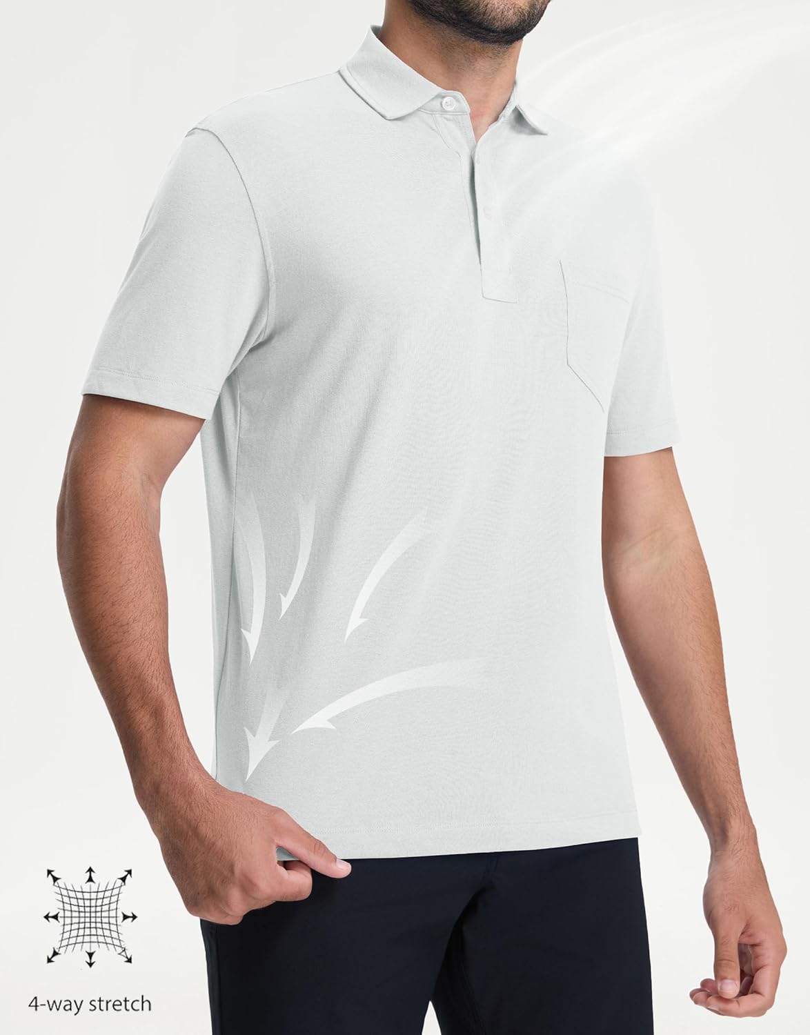 M MAELREG Men's Polo Shirts Short Sleeve Lightweight Soft Cotton Blend with Pocket Summer Casual Daily Wear