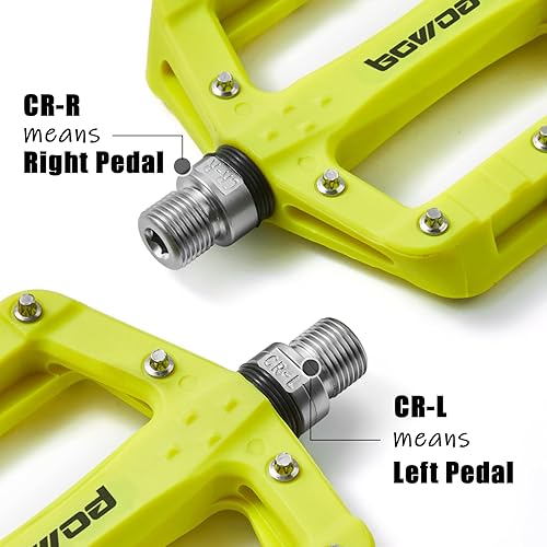Miniatura 7 de BOWOD Pedales compuestos de nailon sin clipless, pedales MTB con plataforma plana ligera, pedales de bicicleta de montaña anchos antideslizantes con