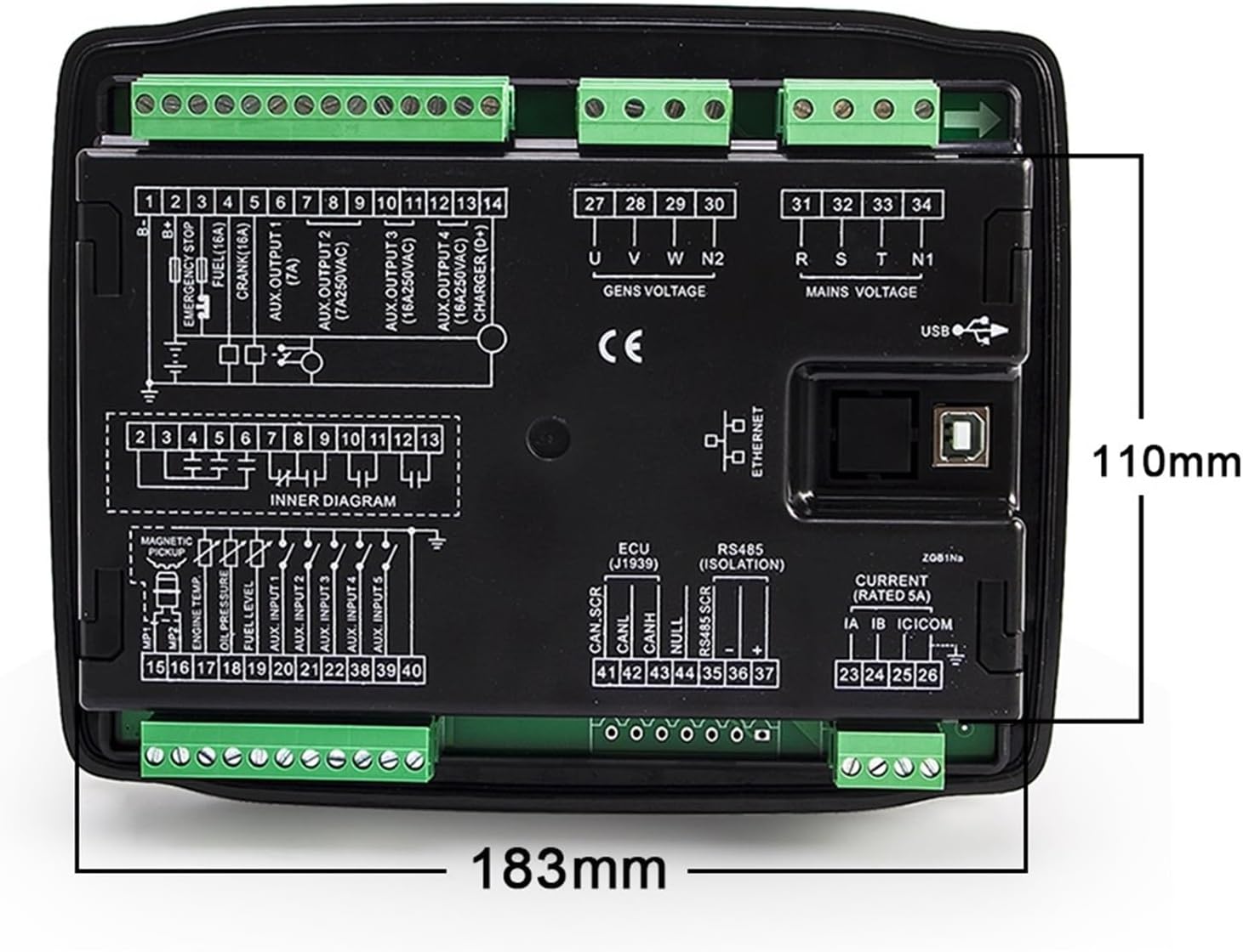 6120N 6110N AMF Auto Start Diesel Generator Controller Control Module Panel Electronic Genset Parts Replace HGM6120N HGM6110N(6110NC RS485 Port)