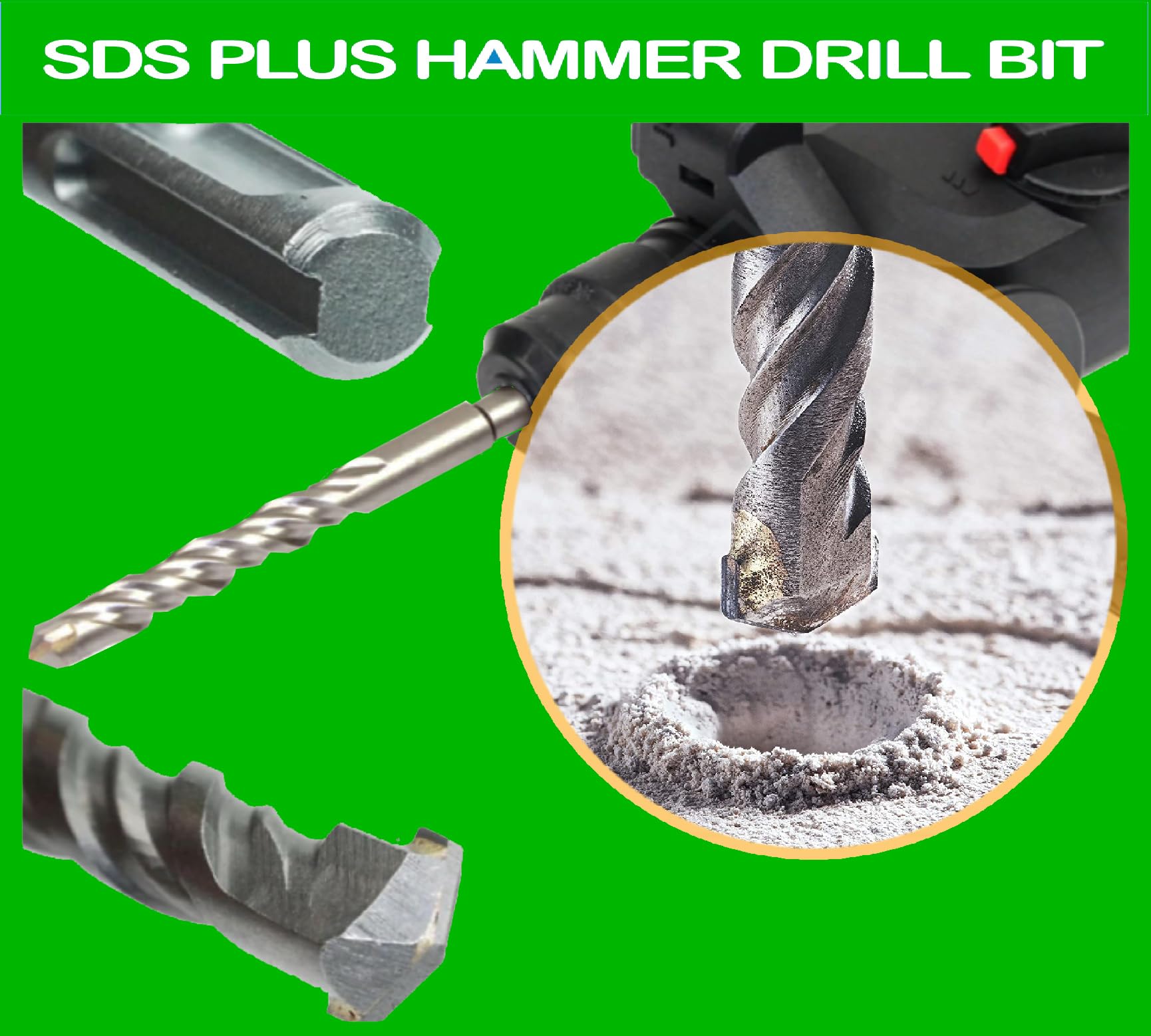 Métal Dur Foret SDS Plus 8x160mm | Pour Béton, Pierre, Maçonnerie Armée | 4 Pointes | Double Spirale Forêt Pour Perforateur Pneumatique