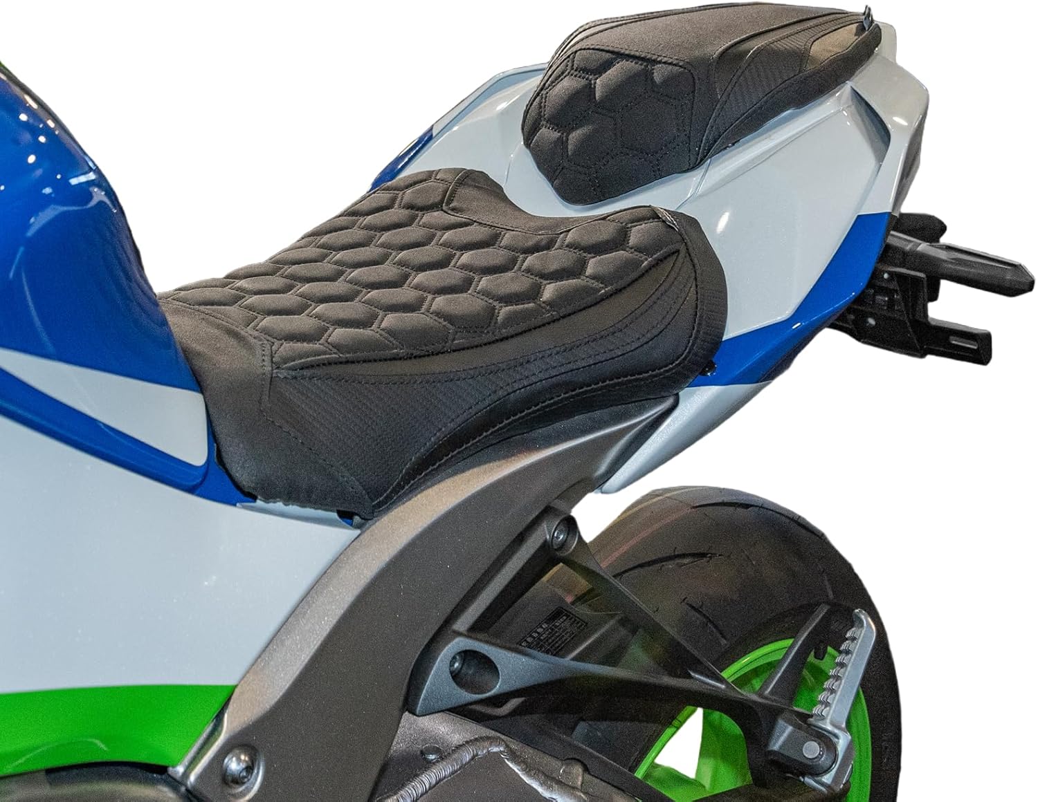 Motorcycle Driver Passenger Seat for Kawasaki ZX-10R ZX-10RR 2021 2022 2023 2024 2025 ZX10R ZX10RR Front Rear Pillion Solo Cushion Cover Pad Set (Carbon Fiber Look)