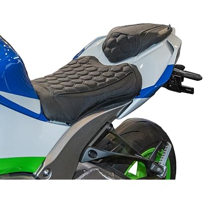 Motorcycle Driver Passenger Seat for Kawasaki ZX-10R ZX-10RR 2021 2022 2023 2024 2025 ZX10R ZX10RR Front Rear Pillion Solo Cushion Cover Pad Set (Carbon Fiber Look)