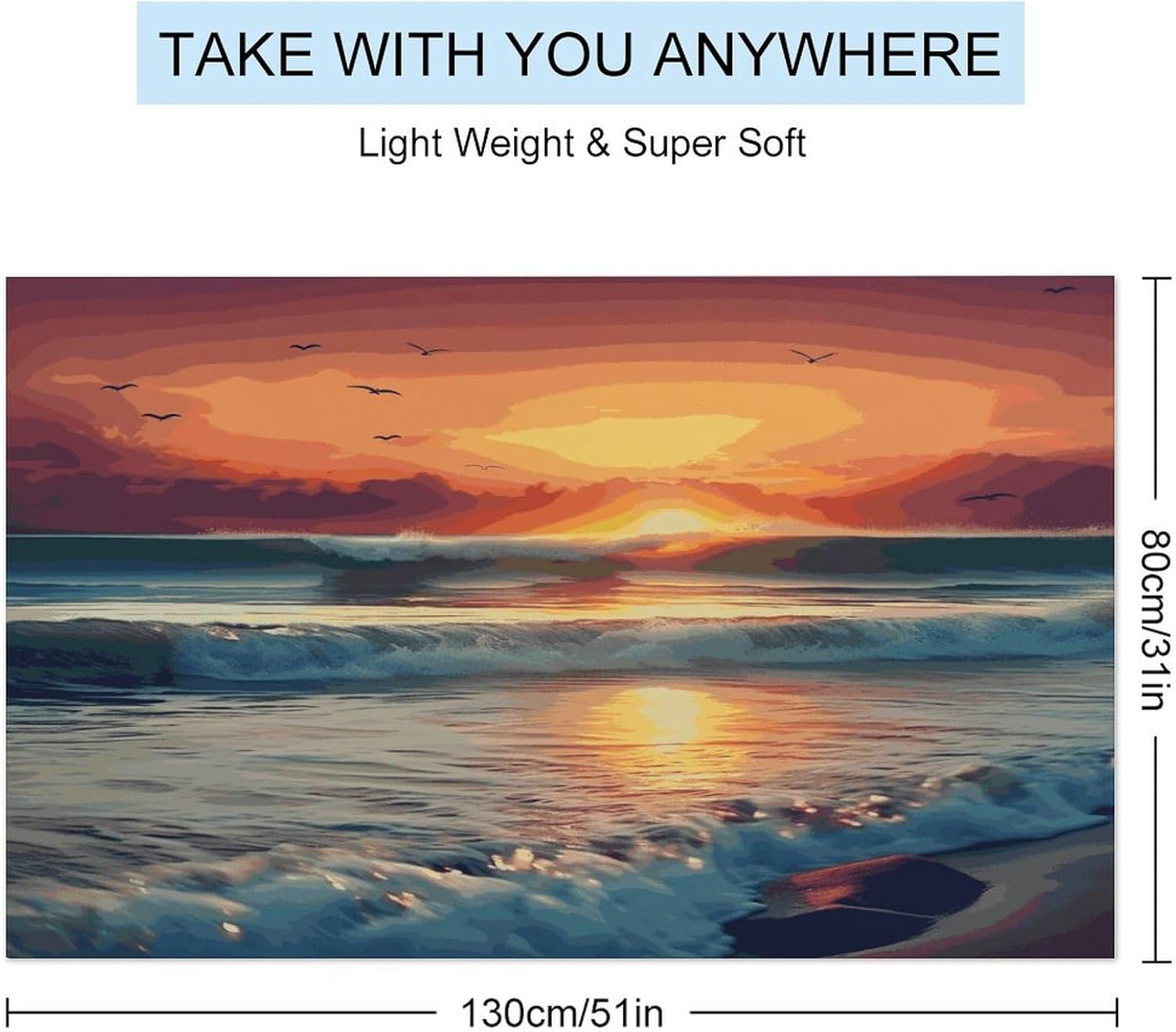 Swimming Towel, Sunset Seaside Printed Fashion Towel,Portable Towel,Durable Towel