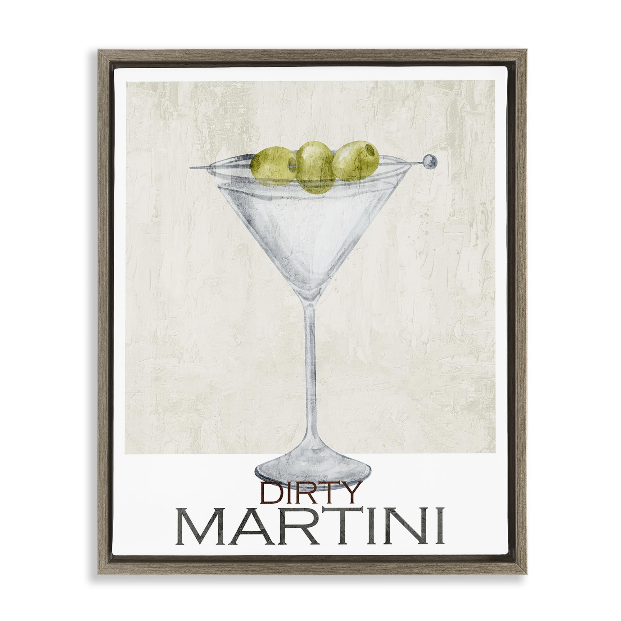 Stupell Industries Montalcino Elm (Textured) 'Dirty Martini Olives'| Floating Frame Canvas Art