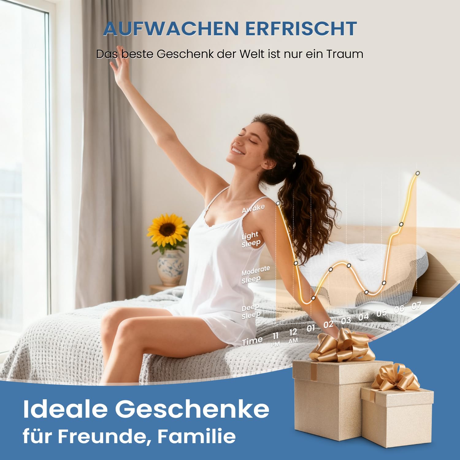 Memory Foam Nackenkissen Kopfkissen, Ergonomisches Seitenschläferkissen Halswirbelkissen für Seiten Rücken & Bauchschläfer (1 Stück)