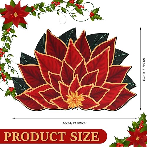 Miniatura 7 de Tapete de Pascua de Navidad con diseño floral, antideslizante, para puerta de invierno, para interiores, Navidad, vacaciones, dormitorio, decoración