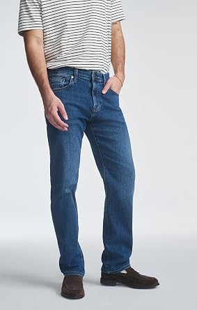 Mavi Men's Zach Mid Rise Straight Leg Jeans, Deep Brushed Williamsburg