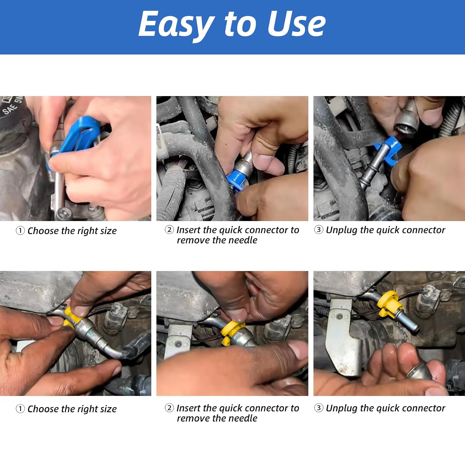 16PCS Car AC Fuel Line Disconnect Tool Set with Storage Box,Master Quick Disconnect Tool Kit,Valve Core Remover Tool Kit 1/4 5/16 3/8 1/2 5/8 3/4 7/8 Inch for Auto AC Repair,Transmission Cooler Lines