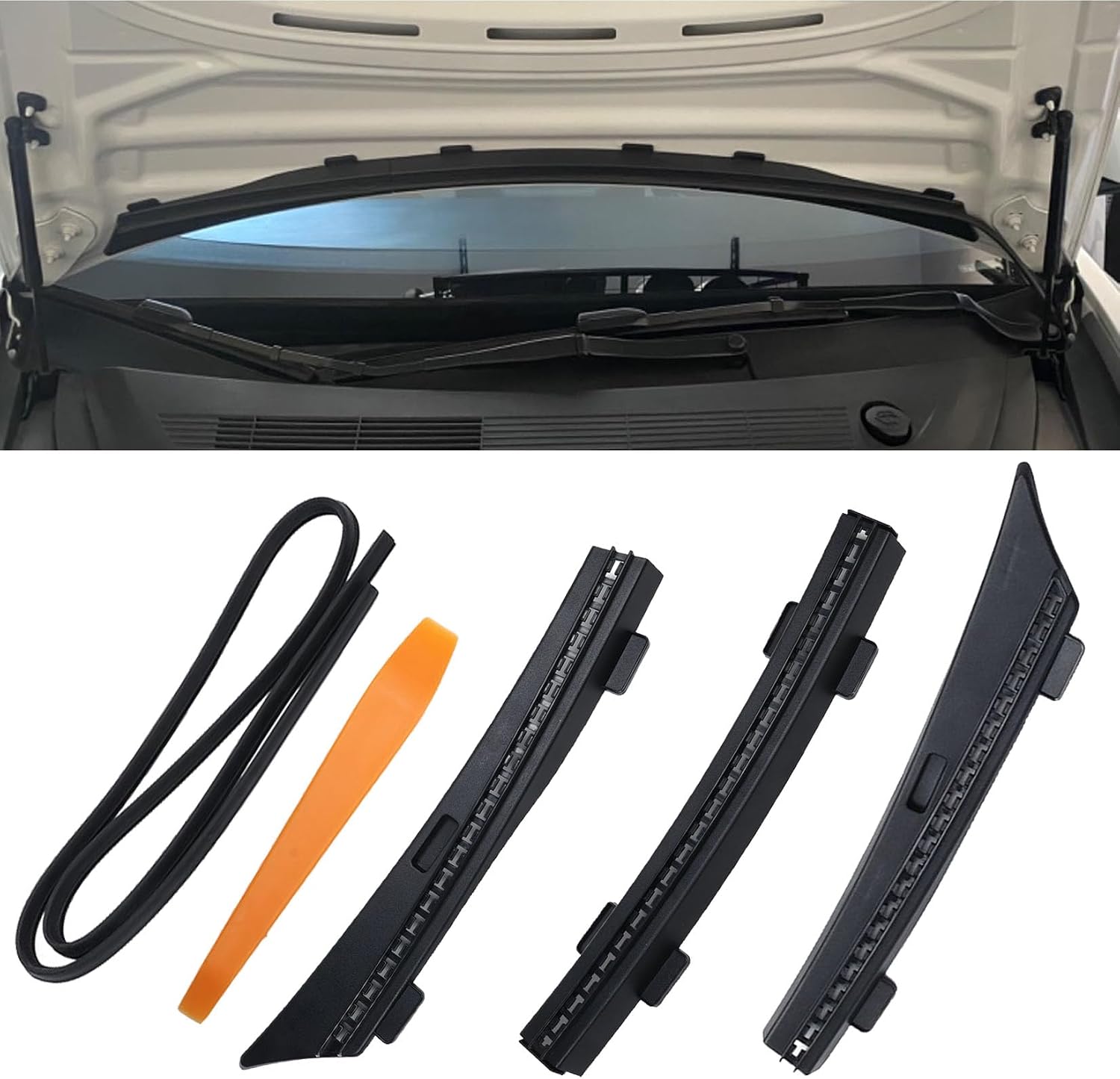 Front Hood Weather Stripping Seal Strip for Tesla Model 3 2017-2022 | Hood Seal Strip Kit With Clips,Rubber Seals Block Leaves/Rain, Waterproof & Dustproof, Easy Stick-On Install, Abs/Rubber