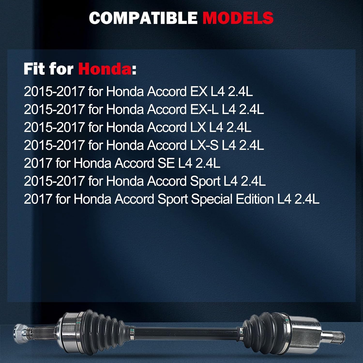 cciyu CV Axle Shaft Assembly for Honda Accord/Civic 2008-2015 & for Acura TSX 2009-2013 – Front Left Driver Side, Automatic/Manual - Replace# 66-4342 NCV36121