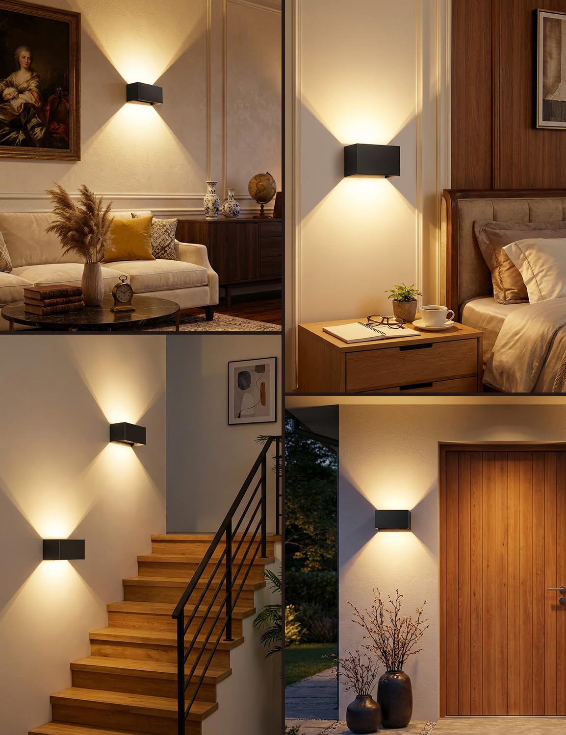 Wandlampe mit Austauschbarer G9 LED Lampe, Einstellbarer Lichtstrahl, 3000K LED Wandleuchte Innen/Aussen, Aluminium Außenwandleuchte, IP54 Wasserdichte, Auf und Ab, für Wohnzimmer Garten Schwarz
