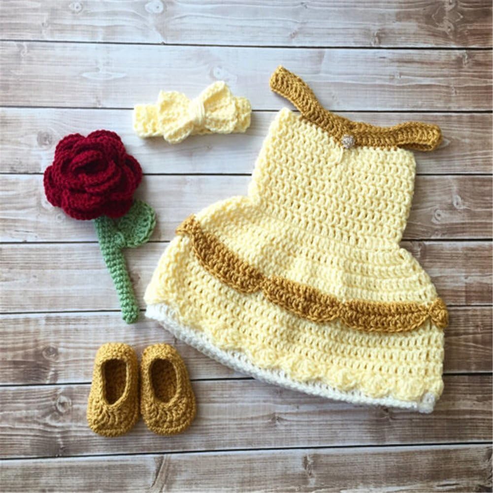 Disfraz de princesa Belle la bella y bestia/Crochet – Vestido de princesa  Bella foto Prop multicolor Talla:0-3 meses : Amazon.es: Bebé