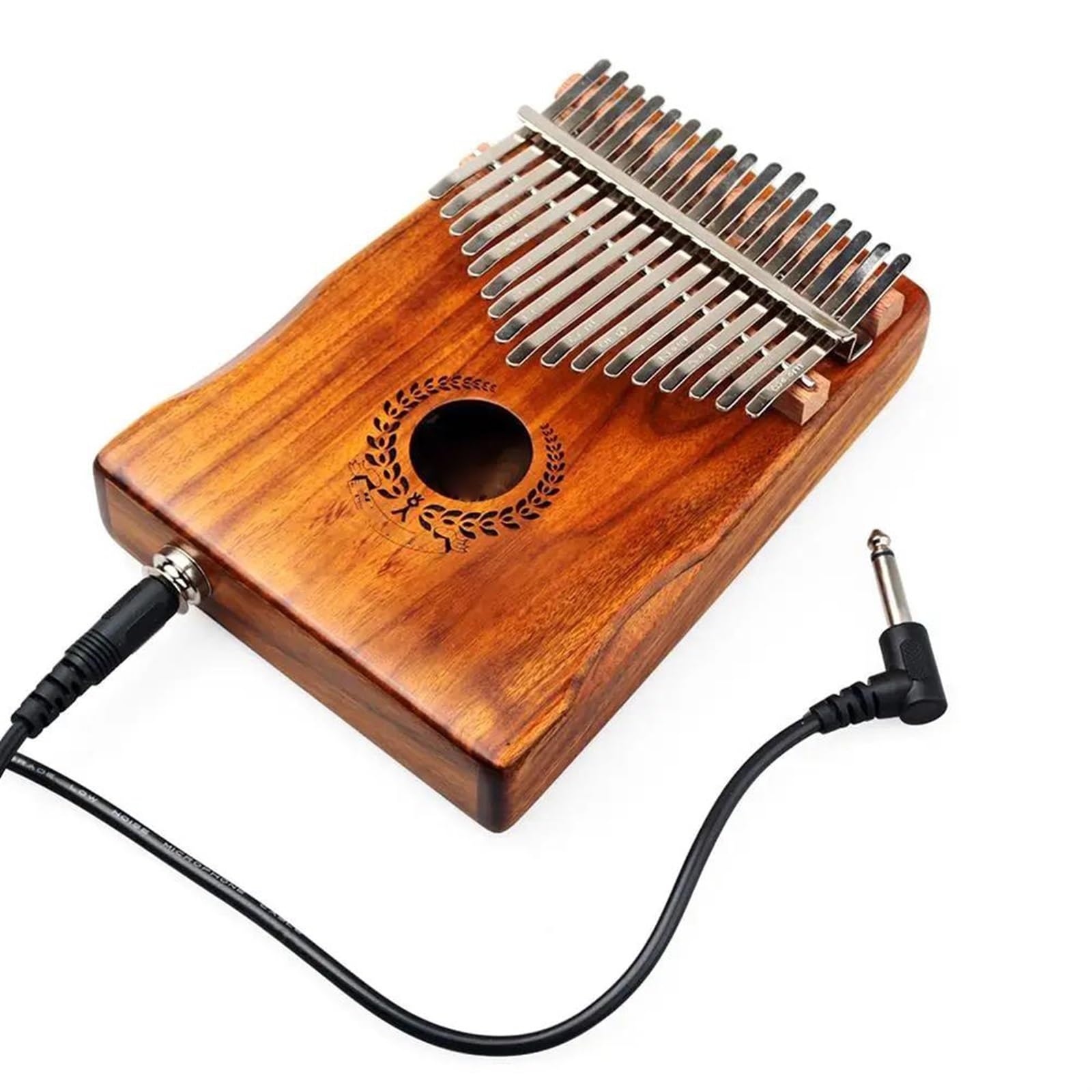 Kalimba-Daumenklavier mit 17 Tasten und Drahtwicklung an Lautsprecher-Tonabnehmer