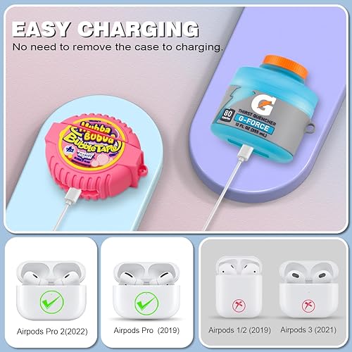 Miniatura 3 de Funda para AirPods Pro 2 [3 unidades], divertida funda de silicona de dibujos animados 3D compatible con 2ª generación con bolígrafo limpiador (agua