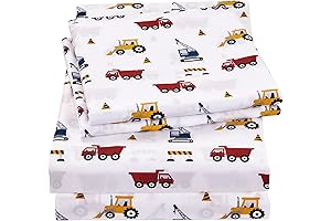 Viviland Excavator Boy Twin Comforter Set: Breathable Fitted Sheet for Kids, Toddlers