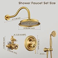 Vista 8 de Cabezal de ducha de lluvia con rociador de mano, sistema de ducha de lluvia con válvula empotrada, kit de acabado de ducha de lujo para montaje