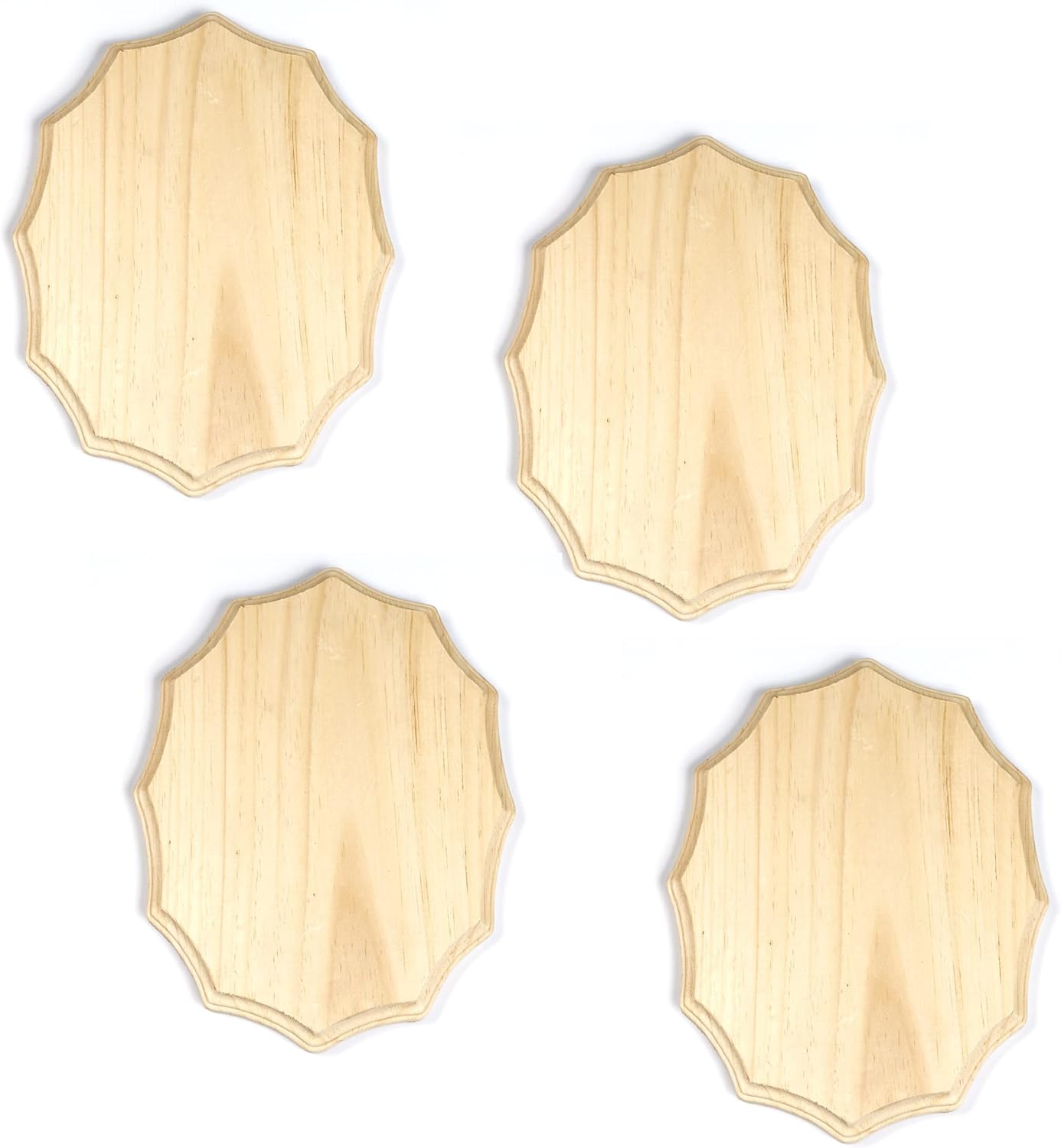 Pack of 4 Unfinished Wood French Oval Plaques from Factory Direct Craft - Blank Wooden French Oval Signs for DIY Crafts and Projects (11" H x 9" W)