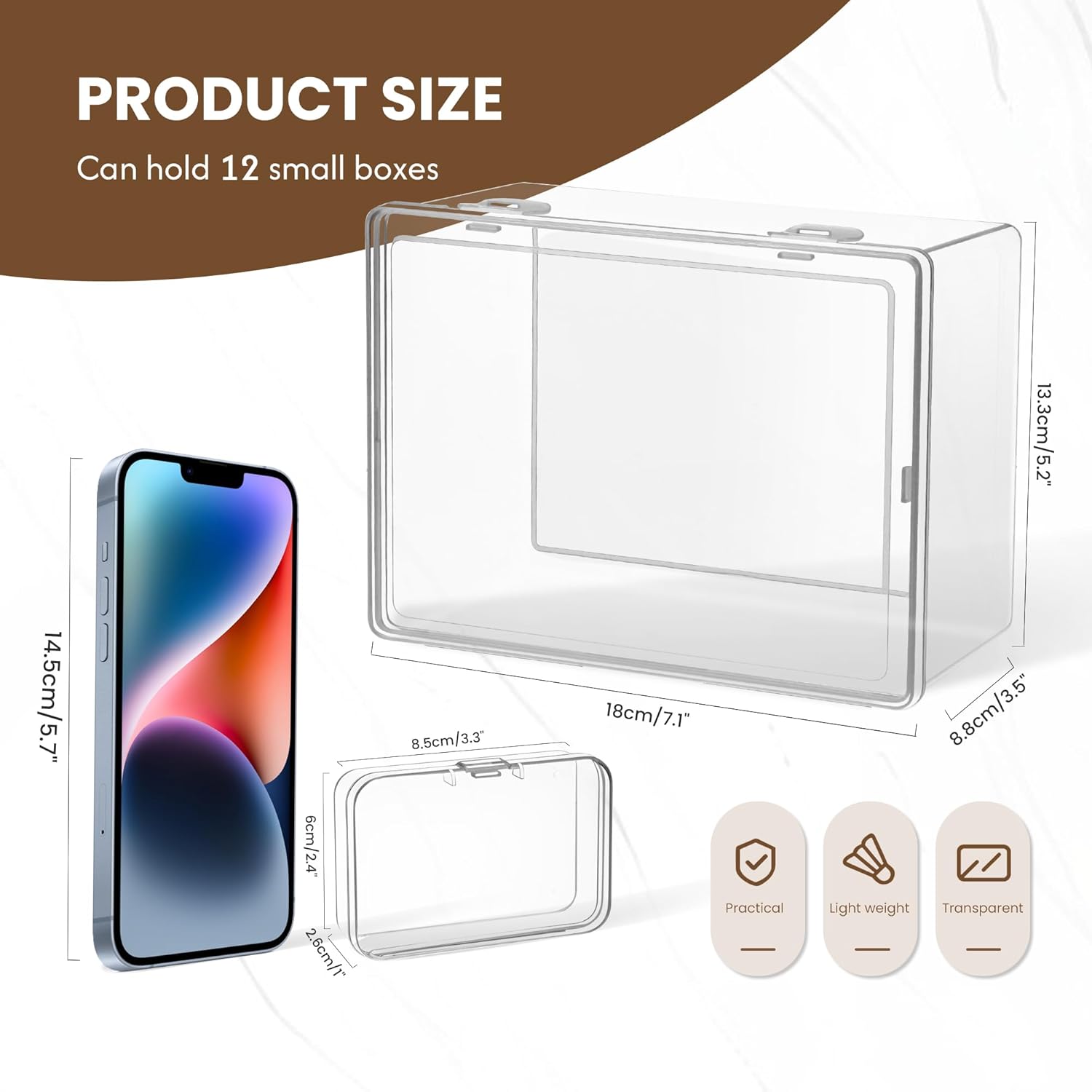 Medium Plastic Organizer Boxes, 12 Clear Containers with Hinged Lids, for Beads, Jewelry, Crafts, Electronics, Hardware, School Supplies (32 Labels) 3.3" x 2.4" x 1" (12 Pack) image 4 of 7 B0D9PD8YR5