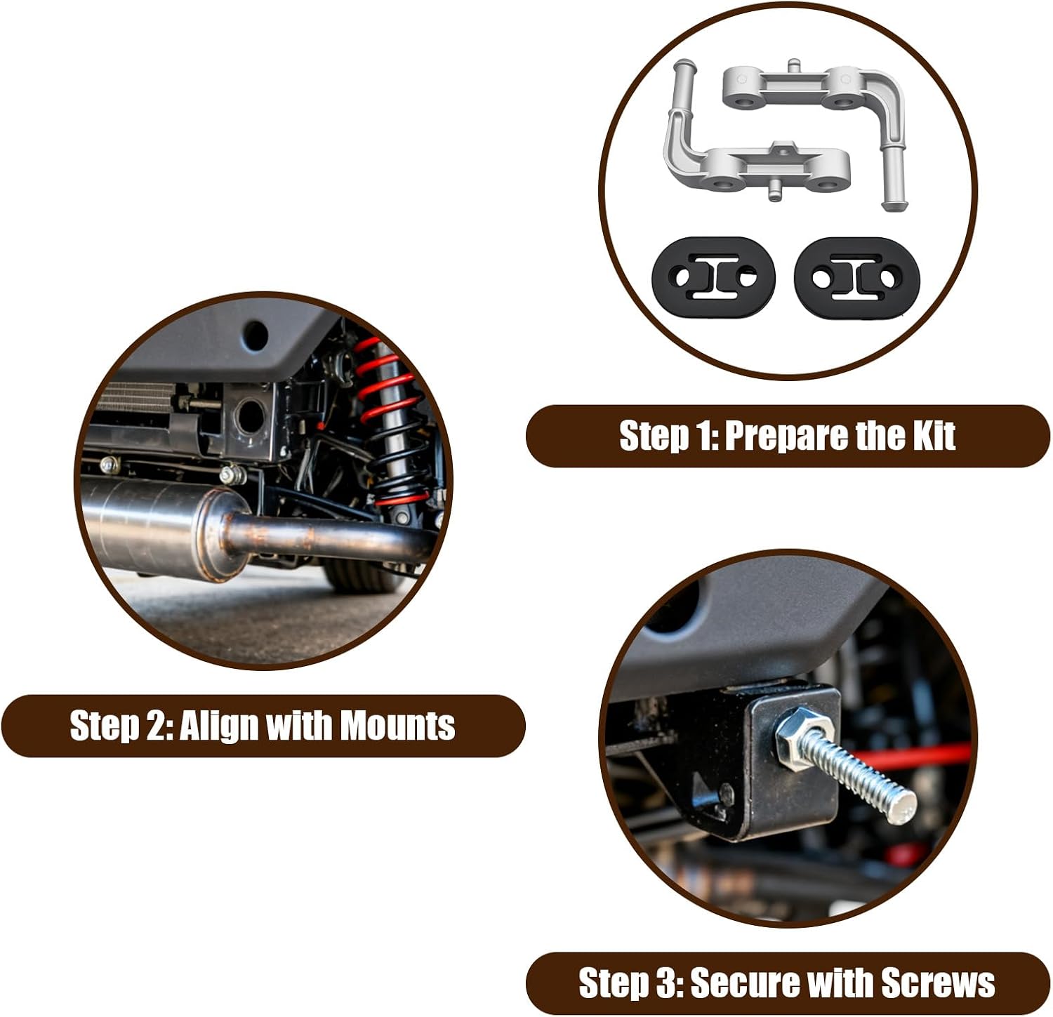 Rear Left & Right Exhaust Bracket Muffler Support Assembly Fit for Dodge Ram 1500 5.7L 6.2L 2019-2025, Replace 68395841AA 68275662AB, Include 2PCS Hanger Rubber