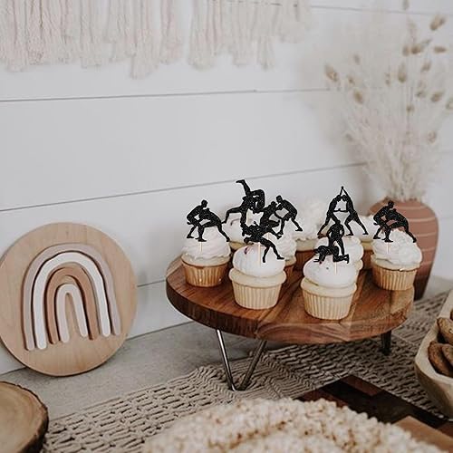 Vista 26 de Rsstarxi Paquete de 24 adornos para magdalenas, micrófono con purpurina, símbolos musicales, selecciones de cupcakes, música rock, concierto, tema