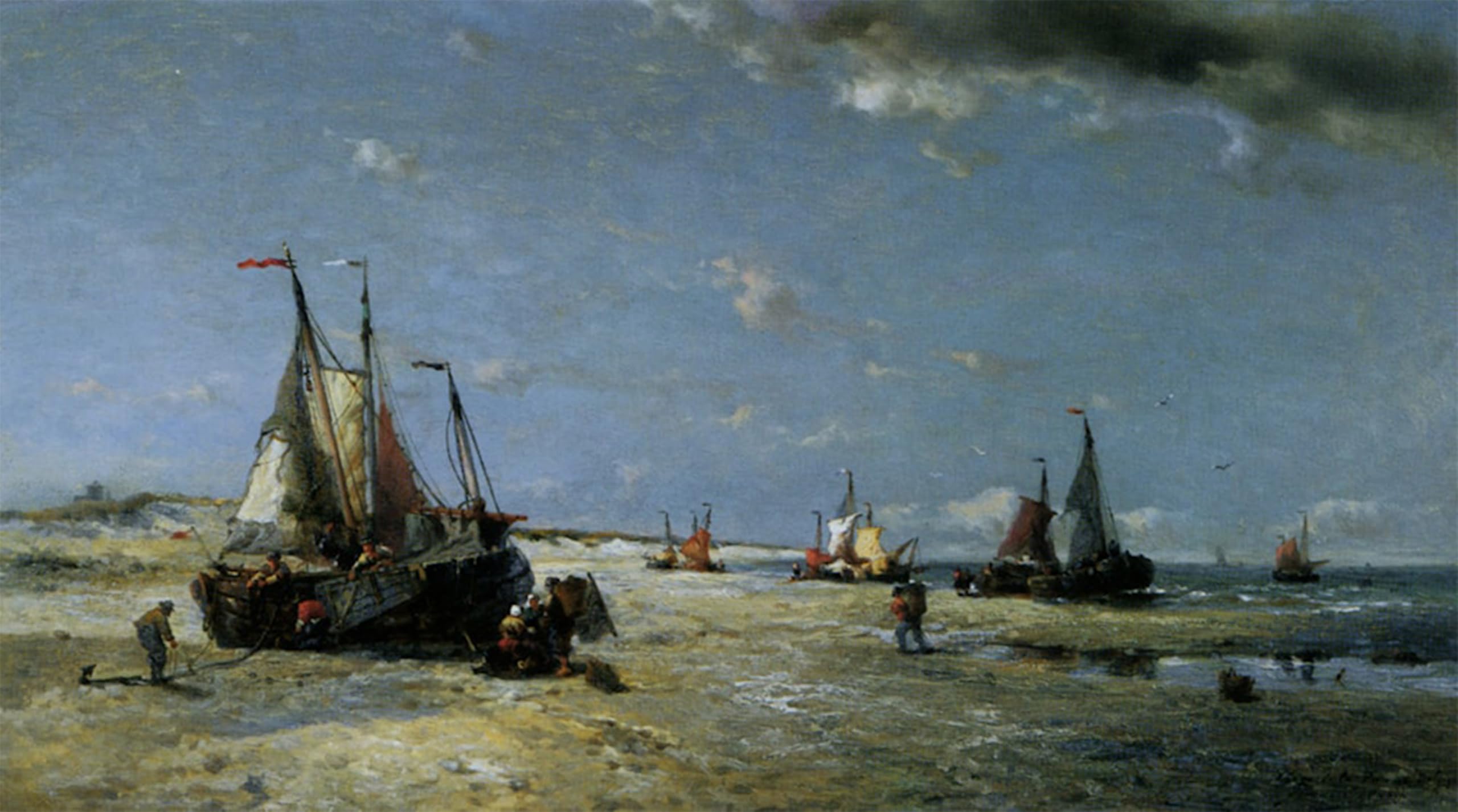 ARTXLXXBN Famous Painting Canvas Artwork Graffiti Print Plage De La Panne Belgique by Francois Etienne Musin Portrait Canvas Image for Home Decor 60x90cm