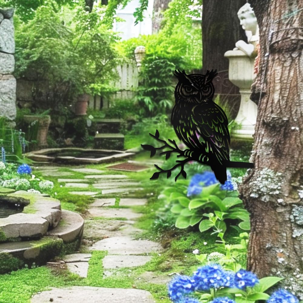 WADORN Eule Aus Metall – Garten-Deko Als Schwarz-Silhouette, 29x29 Cm, Wetterfest