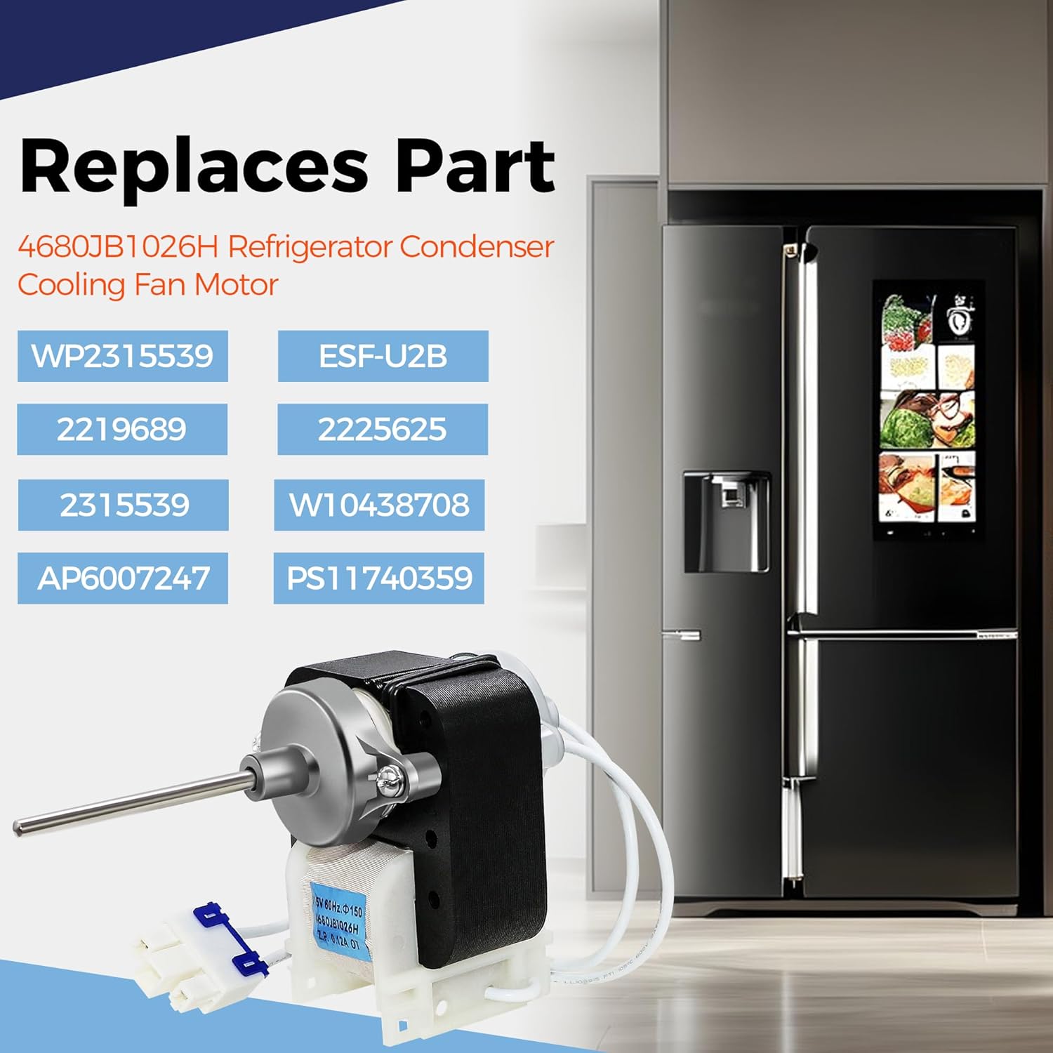 Upgrade 4680JB1026H Refrigerator Condenser Fan Motor for LG Refrigerator and Kenmore Refrigerator Replaces 680JB1026H PS3523107 1330001 AP4440743 by Romalon