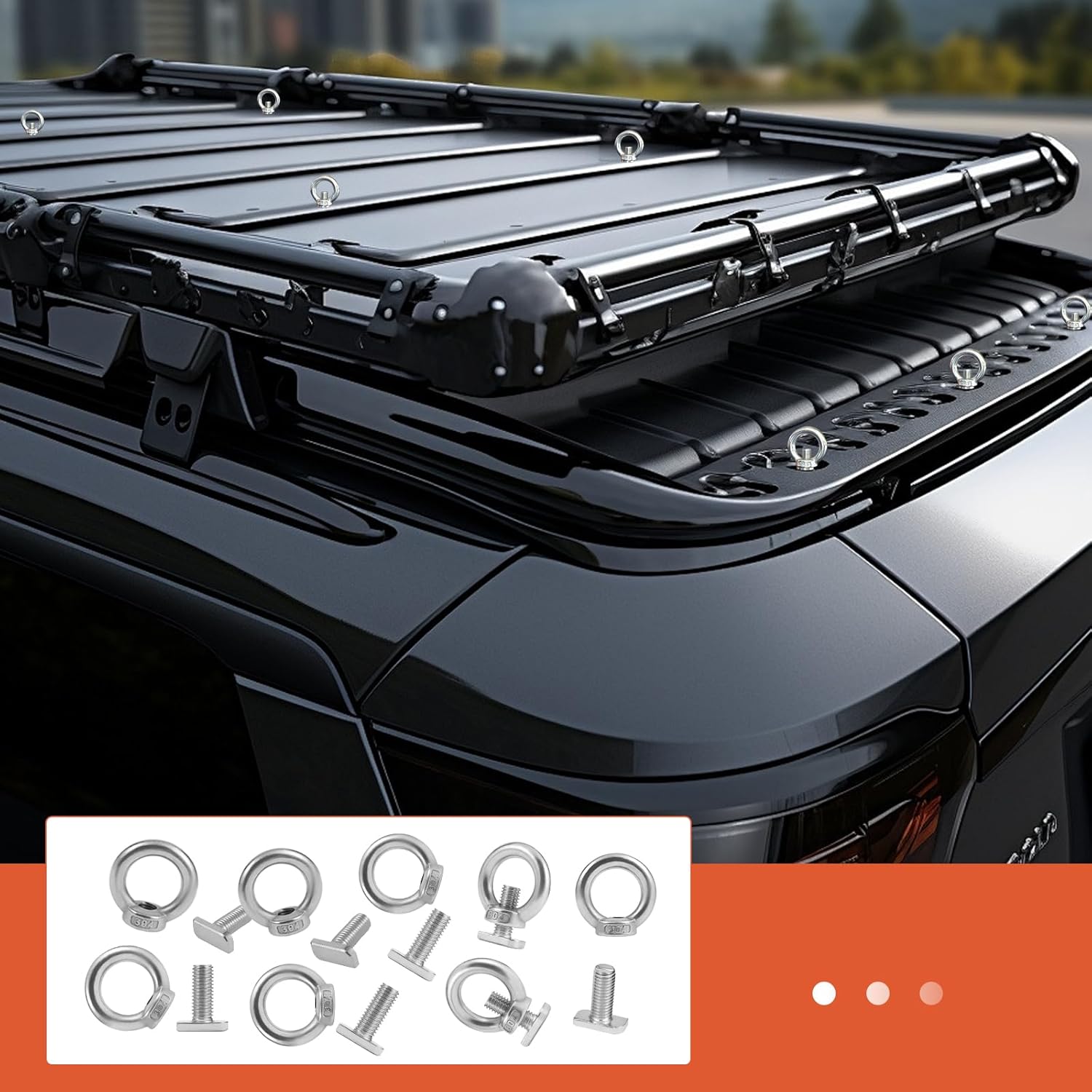 Pack of 24 T-nut adapters, M8 x 25 mm, ring nut, 304 stainless steel eye bolt, silver hammer head screw with eyelet nut, eye nut for mounting roof rack, roof box, roof bike rack