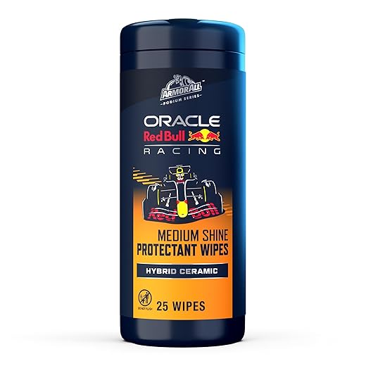 Armor All Podium Series Hybrid Ceramic Medium Shine Protectant Wipes, 25 Count, Interior Car Wipes Developed in Collaboration With Oracle Red Bull Racing