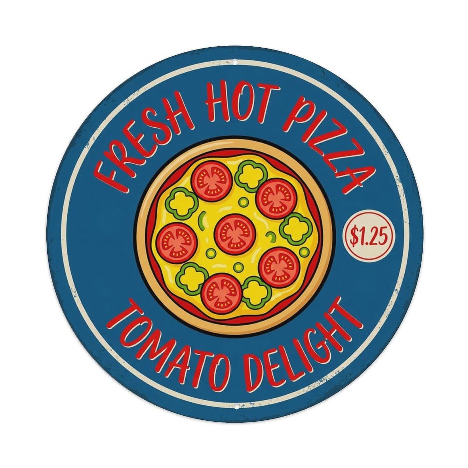 Cwbufd Vintage Style Vintage Pizza Slice Italian Traditional Cuisine Tomato Vintage Metal Tin Sign Plaque Wall Decor For Cafe, Club Bar, Office, Garden Metal Poster 8X8inch