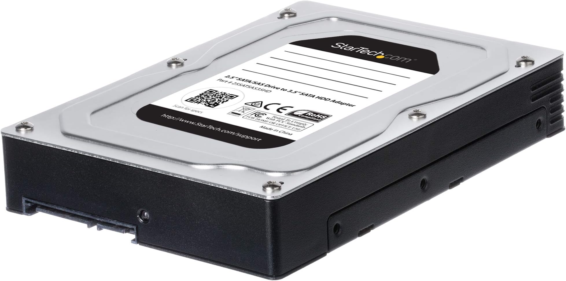 StarTech.com 2.5 to 3.5 Hard Drive Adapter - for SATA and SAS SSDs/HDDs - SSD Enclosure - HDD Enclosure - Internal Hard Drive Enclosure (25SATSAS35HD)
