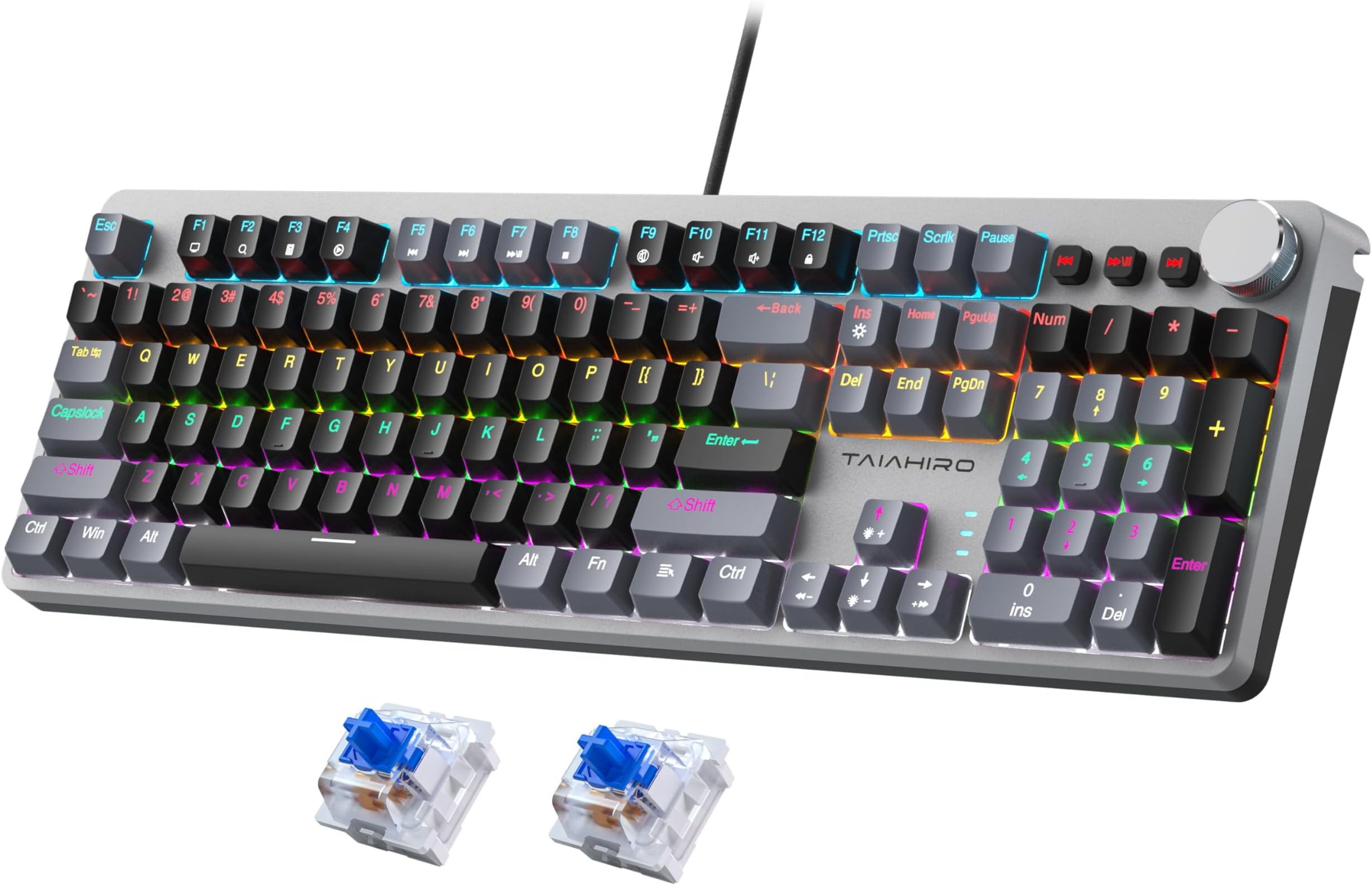 Fiodio Mechanical Gaming Keyboard, LED Rainbow Gaming