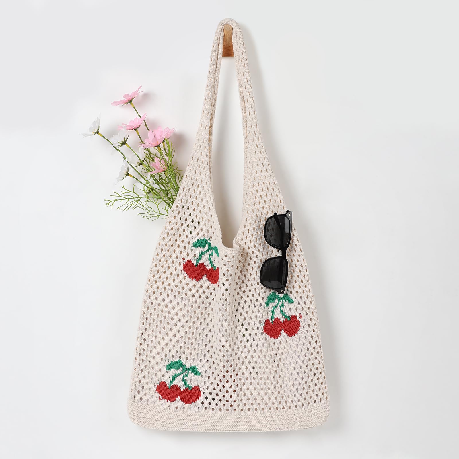 WantGor Häkeltaschen, Strand Mesh Tragetasche Damen Umhängetasche Einkaufstasche Lässige Reisetaschen Tasche faltbar Hobo Taschen
