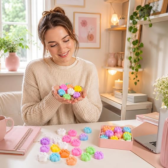 suction 30 PCS Taba Squishy Paw, Taba Squishy, Mini and in Random Colors, Ideal for Home, Office Desk Decor and Decoration Enthusiasts, Assorted Colors