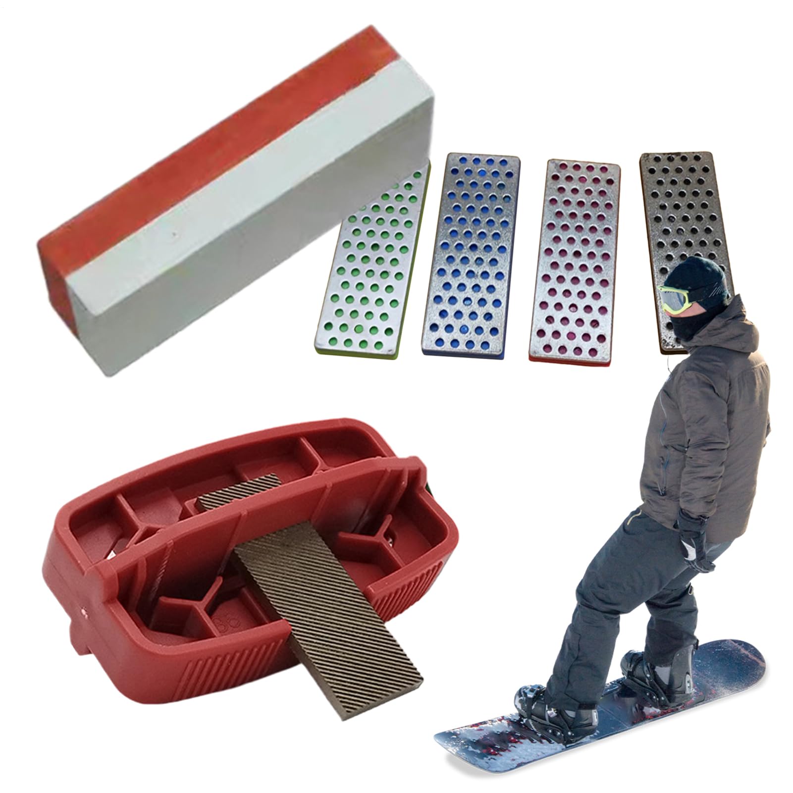 Sollee Kit per affilare i bordi dello sci, set di gadget antiscivolo per affilare lo snowboard, per la manutenzione di famiglia, amici, sport all'aria aperta, sci, snowboard invernale