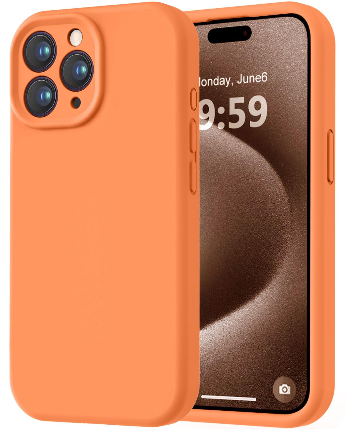 Photo 1 of LOVE 3000 Designed for iPhone 15 Pro Max Case, Premium Silicone with [Soft Anti-Scratch Microfiber Lining] Shockproof Protective Phone Case for Men Women Girls 6.7", Bright Orange