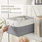 Large Storage Baskets-Storage Bins for Shelves and Closet Organizing, Foldable Fabric Bin for Home Organization Clothes and Laundry (3-Pack, 15.7x11.8x8.26 Inch, White&Grey)