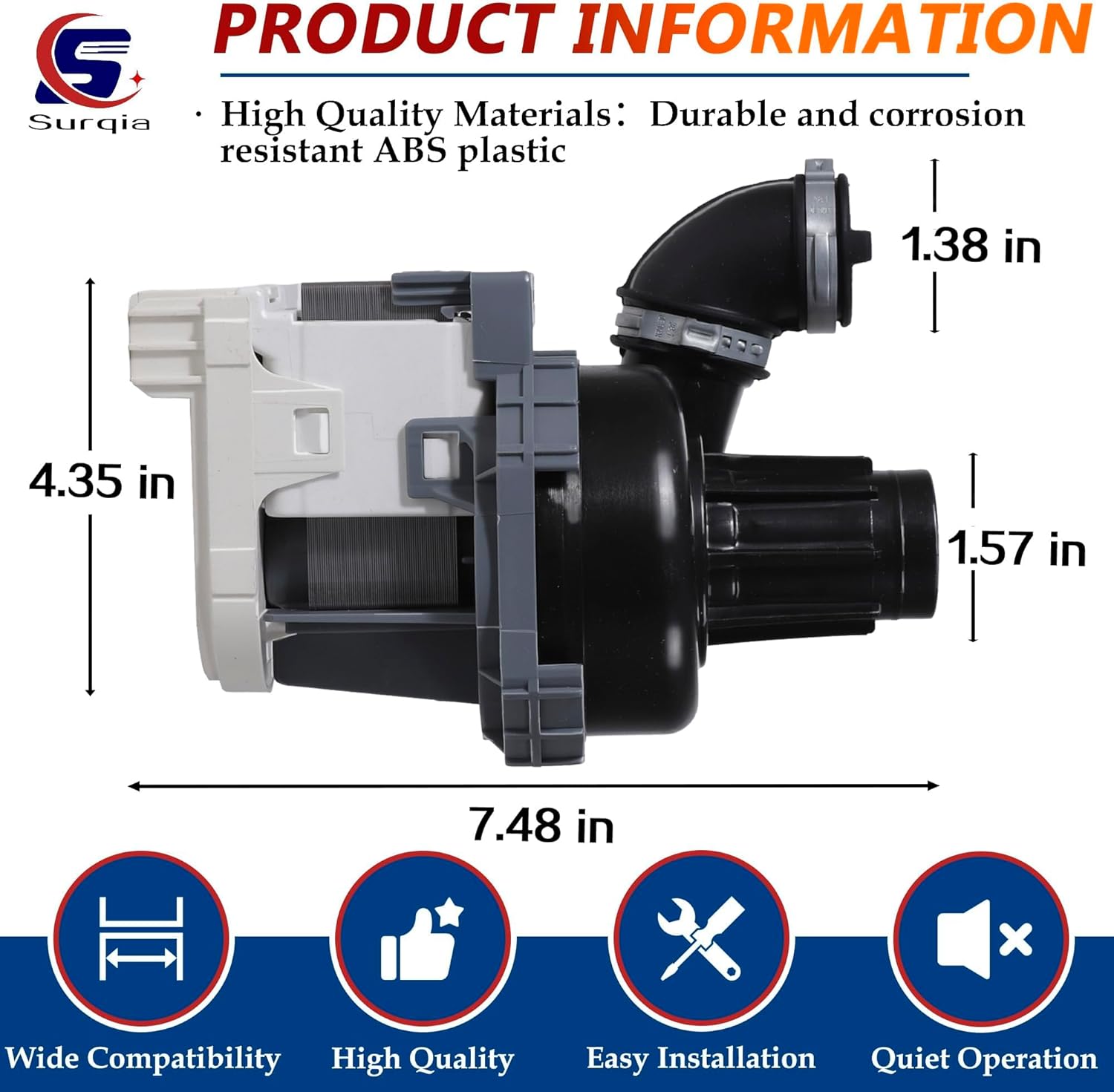 W11032770 Dishwasher Circulation Pump,Compatible with Ken-more, Whirl-pool,Jenn-Air,I-kea,Kitchen-Aid Dishwashers,Pump Motor Replaces AP6039091,WPW10529163 W10529163 W10885542 W10864037 W10816492