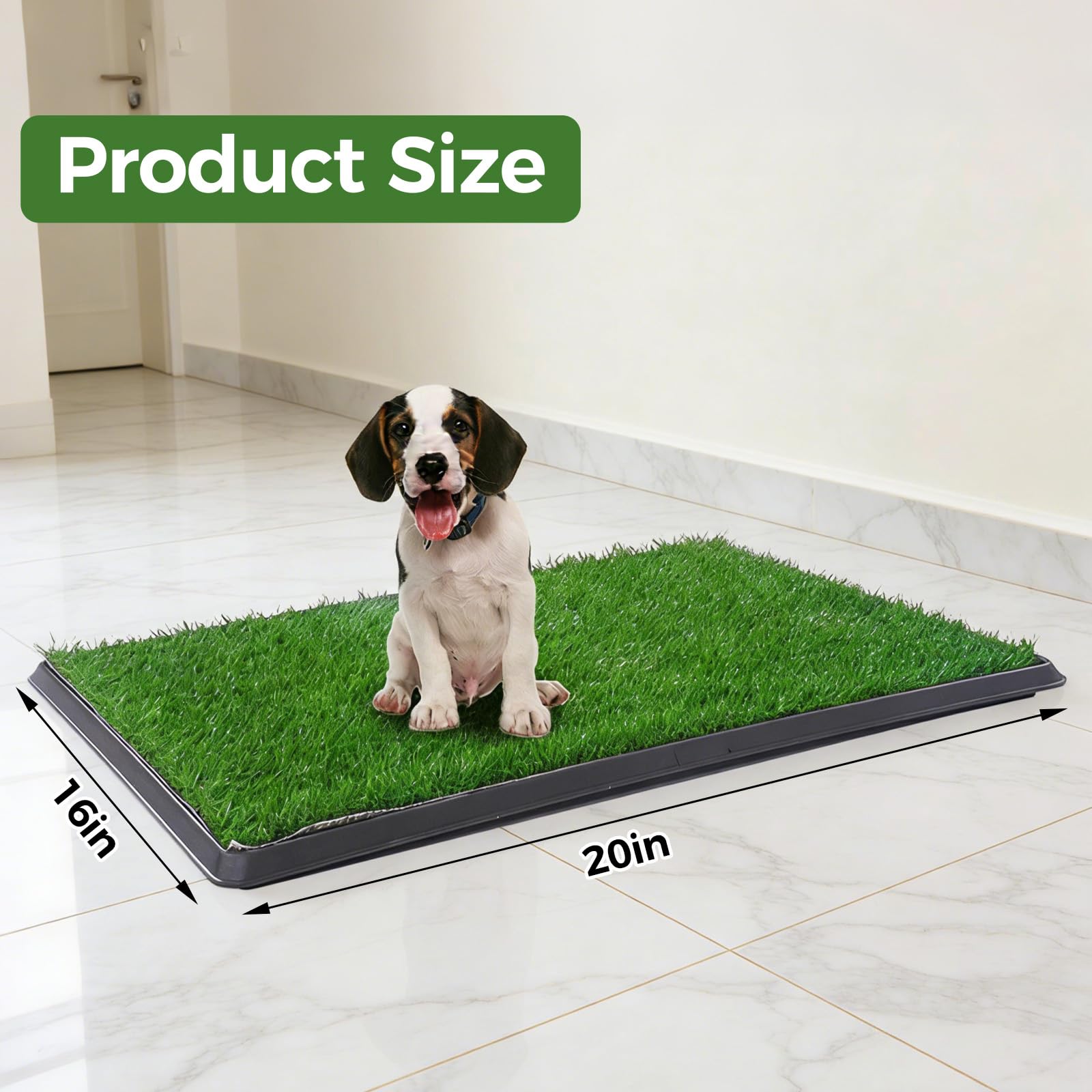 Tapis de propreté chien, Système de Toilette en Gazon Artificiel à 3 Couches, Litière Portable pour Chiens pour l’Apprentissage de la Propreté en Intérieur et Extérieur, 50 x 40 cm (avec pipi pad)