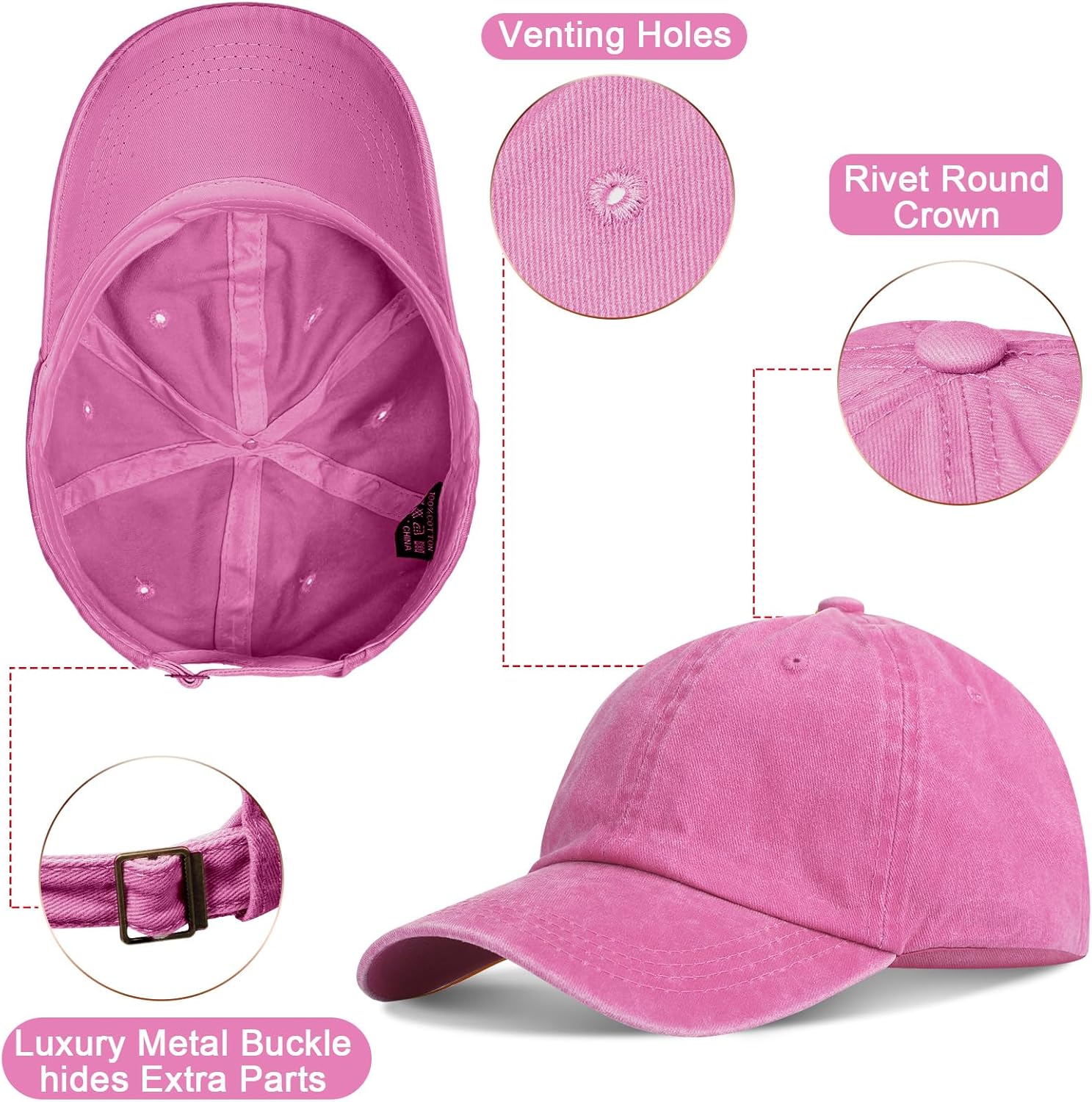 7 Pieces Unisex Vintage Washed Distressed Baseball Hat Baseball Cap Twill Adjustable Dad Hat