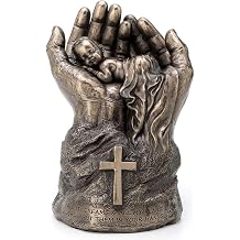 Veronese Design 8.25 Inch Sleeping Baby in Lords Hands Cross Religious Motivational Spiritual Sculpture Antique Bronze Finish Statue