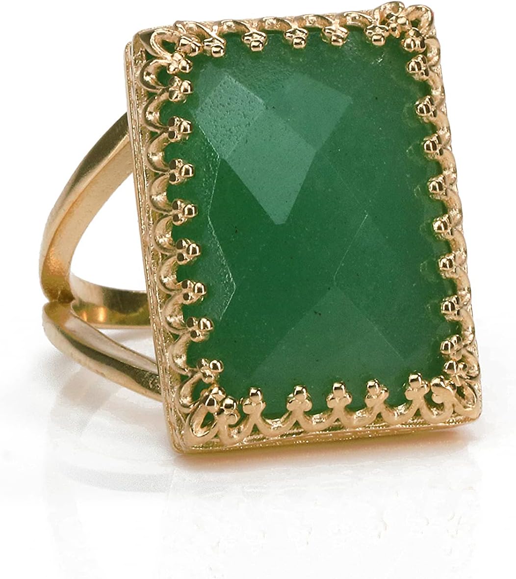 Stunning Rose Gold Ring - 13x18mm Green Jade in 14k Rose Gold-filled Ring Band - Jade Ring Handcrafted by Artisans - Statement Rings for Occasion or Everyday Wear - Handmade Jewelry