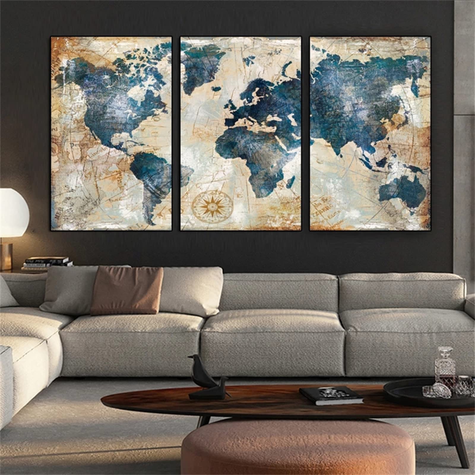 5D Diamond Painting Kits Completo, 3 Pezzi Mappa Del Mondo Ad Acquerello 35x45cm Fai da Te Pittura Diamante, DIY Strass Ricamo Pittura a Punto Croce Arte Mestiere per Decorazione Parete di Casa