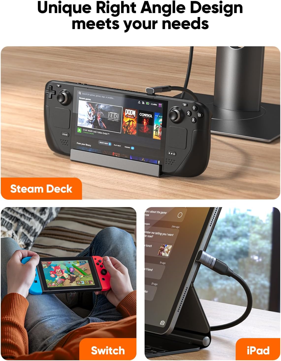 CableCreation 90 Degree USB C Adapter 10 Pack, Right Angle USB C Male to Female Adapter 40Gbps 240W Compatible with Steam Deck, ROG Ally, Switch, Notebook, PC, Tablet, Phone and More, UP Angle