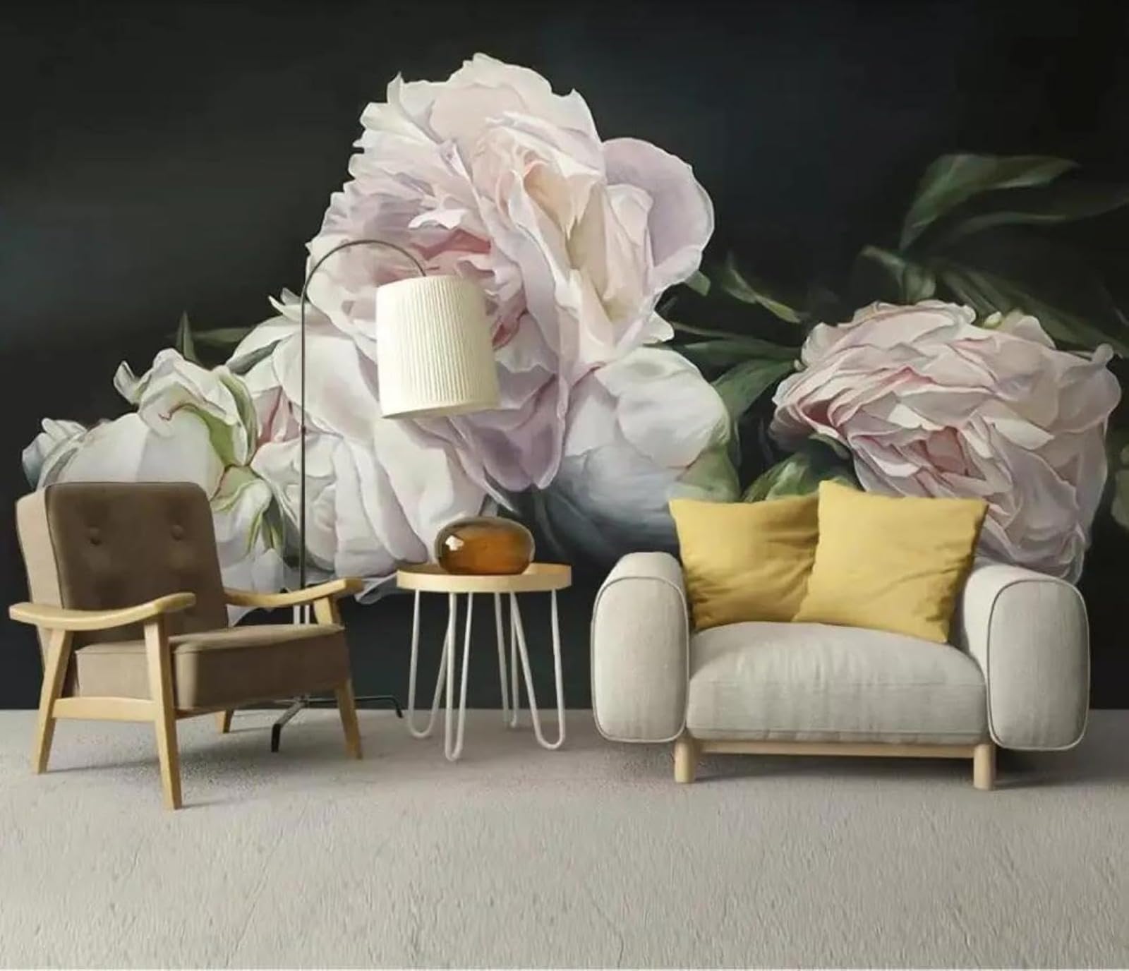 Papier Peint 3D Blanc Floral Minimaliste : L'Art Mural Haut de Gamme pour Salon et Chambre