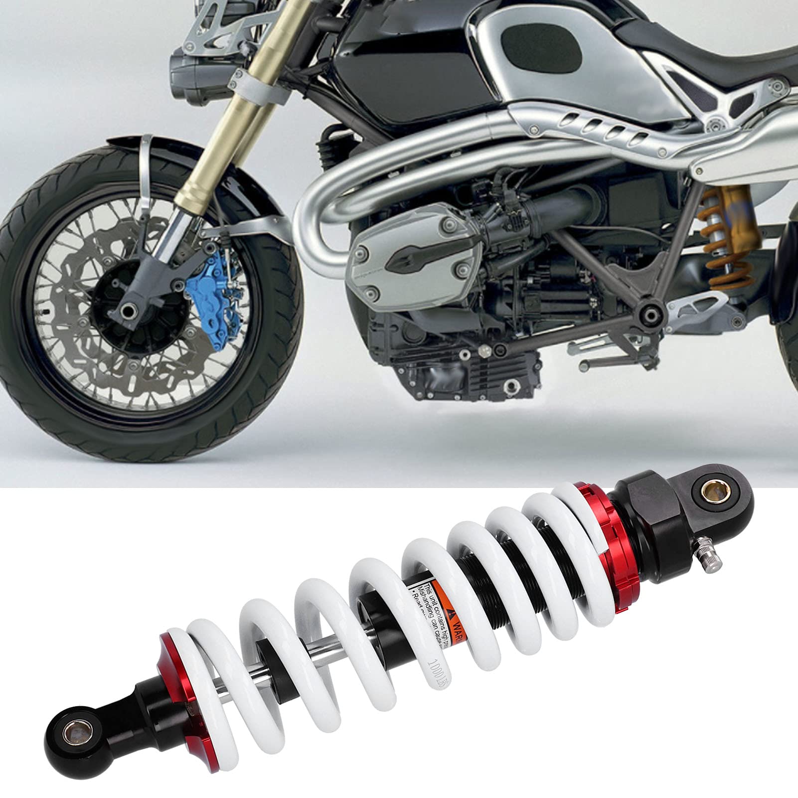 Tylny Amortyzator Qiilu, 320mm/12.6in Amortyzatory Motocyklowe Regulowana Okrągła Głowica do Pojazdów Terenowych ATV