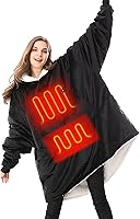 Vista 7 de Venustas Manta térmica con capucha con batería de 7.4 V, manta Sherpa de gran tamaño, acogedora y suave