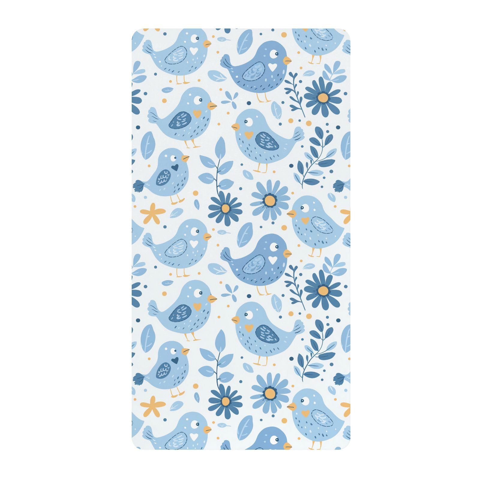 Baby Blue Chick Flower łóżeczko dziecięce prześcieradła dla chłopców dziewcząt bawełniane prześcieradło dla niemowląt miękka elastyczna muślinowa pościel do łóżeczka, 1 opakowanie